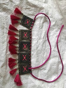 Pink oxidised Tassel Choker Necklace 💗