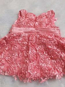 Pink Floral Applique Dress