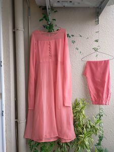 Gerua Salmon Pink Pant Kameez Suit