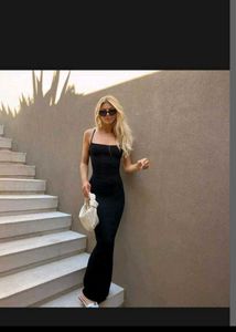 Sleek Black Satin Slip Dress