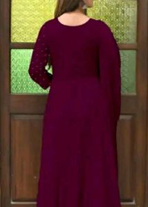Georgette Dark Purple Color Kurti Set