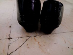 Black Wedge Heel Ballerinas