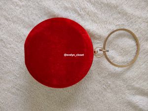 Red Velvet Shell Embellished Clutch