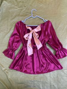 Pink Off-Shoulder Top With Back Bow Bust 36