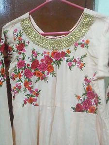 Peach Colour Anarkali Dress For Festive wear.