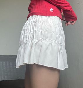 White Ruffle Mini Skirt