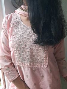 Blush Pink Embroidered Kurti Set