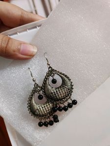 Silver Pair Of Earrings To Wear With Ethnic Wears