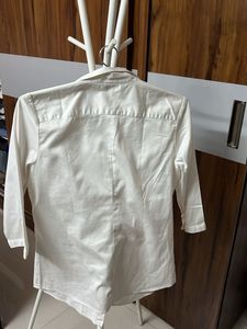 White Three-Quarter Sleeve Button-Down