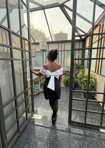 Off-Shoulder Bodycon Dress With Stockings