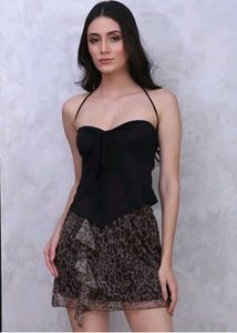 Fitted Halter Neck Textured Handkerchief Top