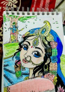 Radha Krishna Art with frame