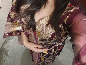 Elegant Purple Gold Pant Kameez