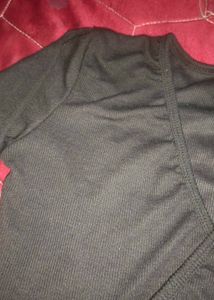 Black Long Sleeve Wrap Top