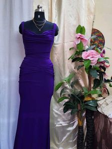 Purple Ruched Bodycon Dress, Price Fixed!..