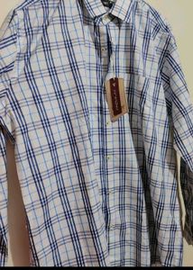 Blue Check Print Shirt For 48 Chest