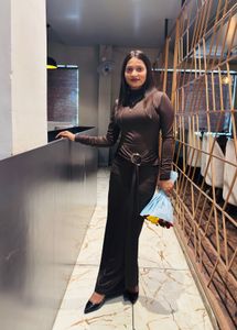 Brown Turtleneck Maxi Dress