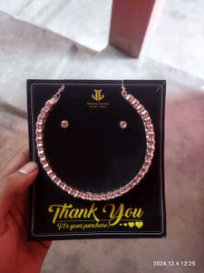 Double Dimoned Necklace &amp; Earrings Combo