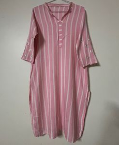 Pink Striped Embellished Tunic