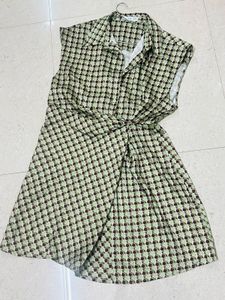 MANGO Green Sustainable Printed Mini Dress