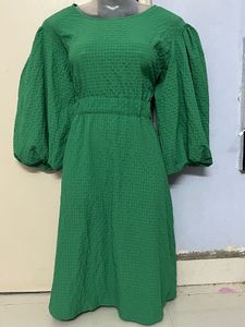 Pintrest Green Puff Sleeve Dress
