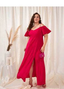 Pink Cold Shoulder Maxi Dress