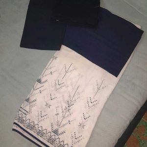 global desi kurti with blue inner, dupatta, leggin