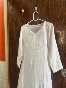 34 Bust Rayon Chikankari Kurta For Women