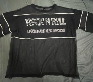 Sheer Black Graphic Crop Top