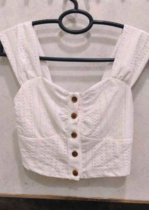 White Stretchable Crop Top