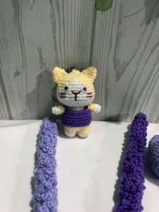 Crochet Handmade Amigurumi Kitty Cat Keychain
