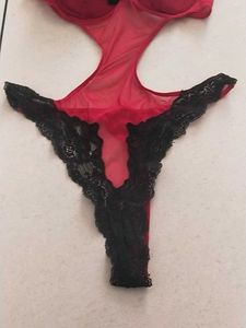 L Red &amp; Black Teddy Lingerie