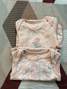 2-Pack Peach Floral Baby Bodysuits