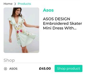 ASOS Mint Embroidered Mini Dress