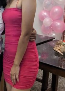 Hot Pink Ruched Bodycon Dress