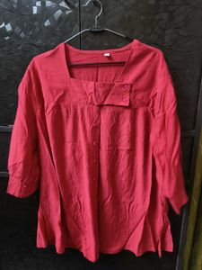 Red Square Neck Blouse
