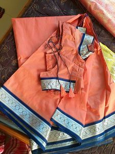 Original Banarasi Silk With Blue Border Zari Work