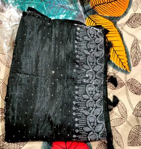 Black Embellished Saree with Blouse Piece