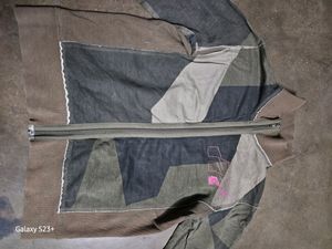 Olive Green Multicolour Jacket Style Sweater