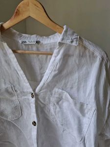 ZARA White Linen Shirt