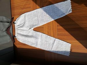 White Fully Embroidered Cotton Pants