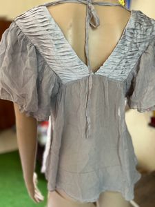 Silver Neck Pattern Top