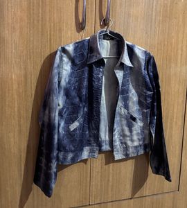 Tie-Dye Aesthetic Cool Denim Jacket Size:- M
