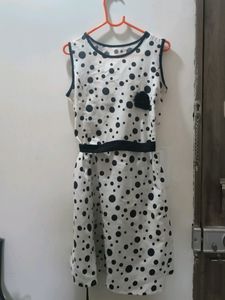 White & Black Polka Dots Dress