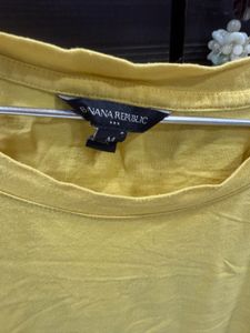 Yellow Flared Embroidered Sleeve Top