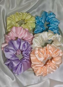 Colorful Scrunchie Set (Combo Of 6)