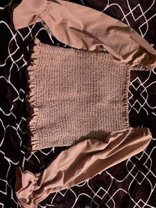 Tan Smocked Tube Top
