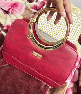 Burgundy Circle Handle Bag