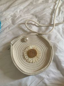 White Woven Circle Bag