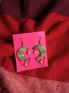 Moon Pearl Drop Earrings